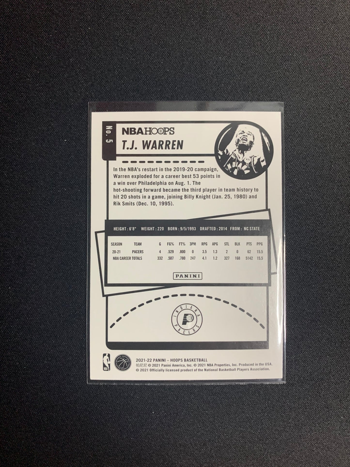 2021-22 Panini Hoops #5 T.J. Warren
