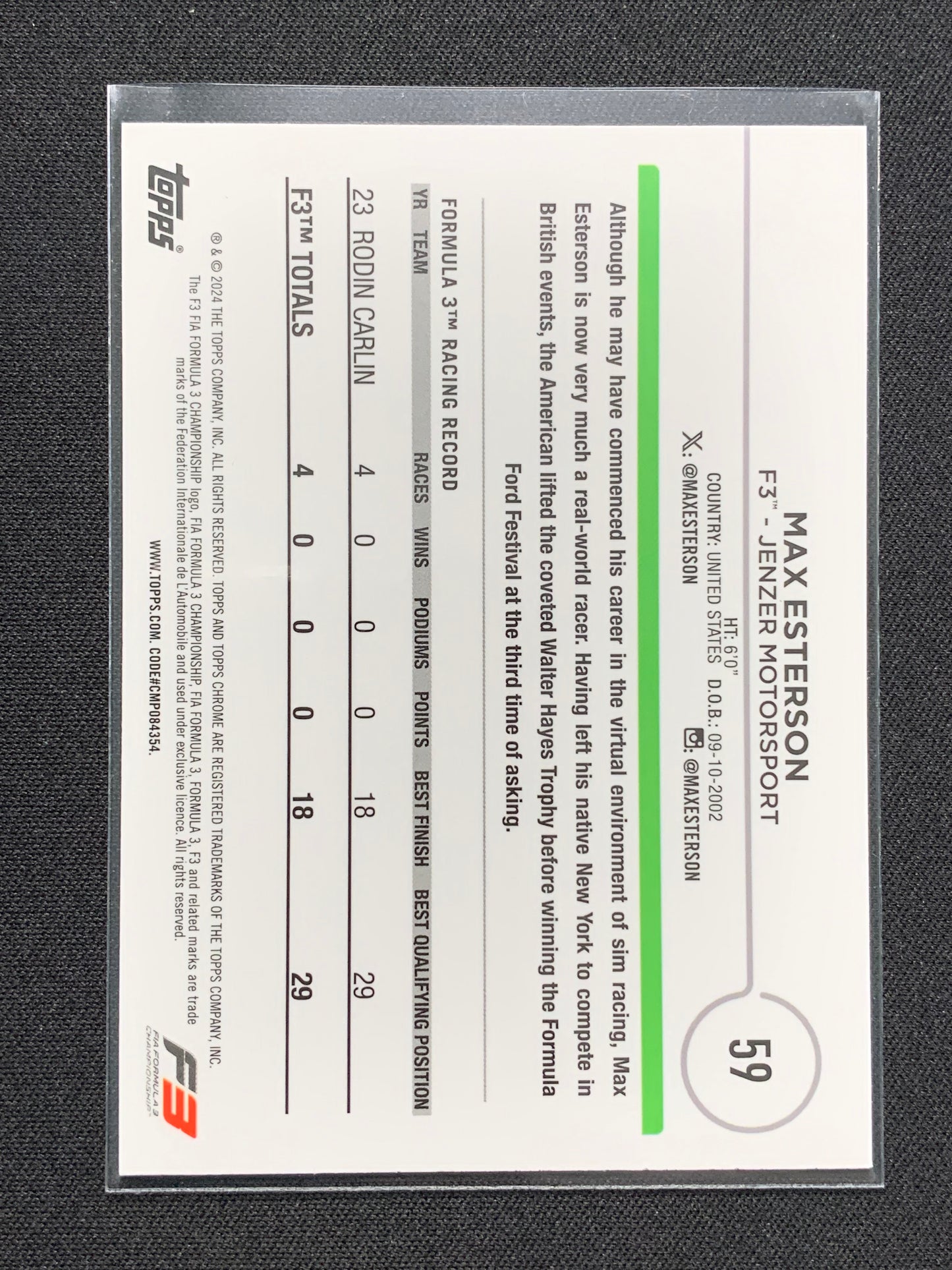 2024 Topps Chrome Formula 1 #59 Max Esterson