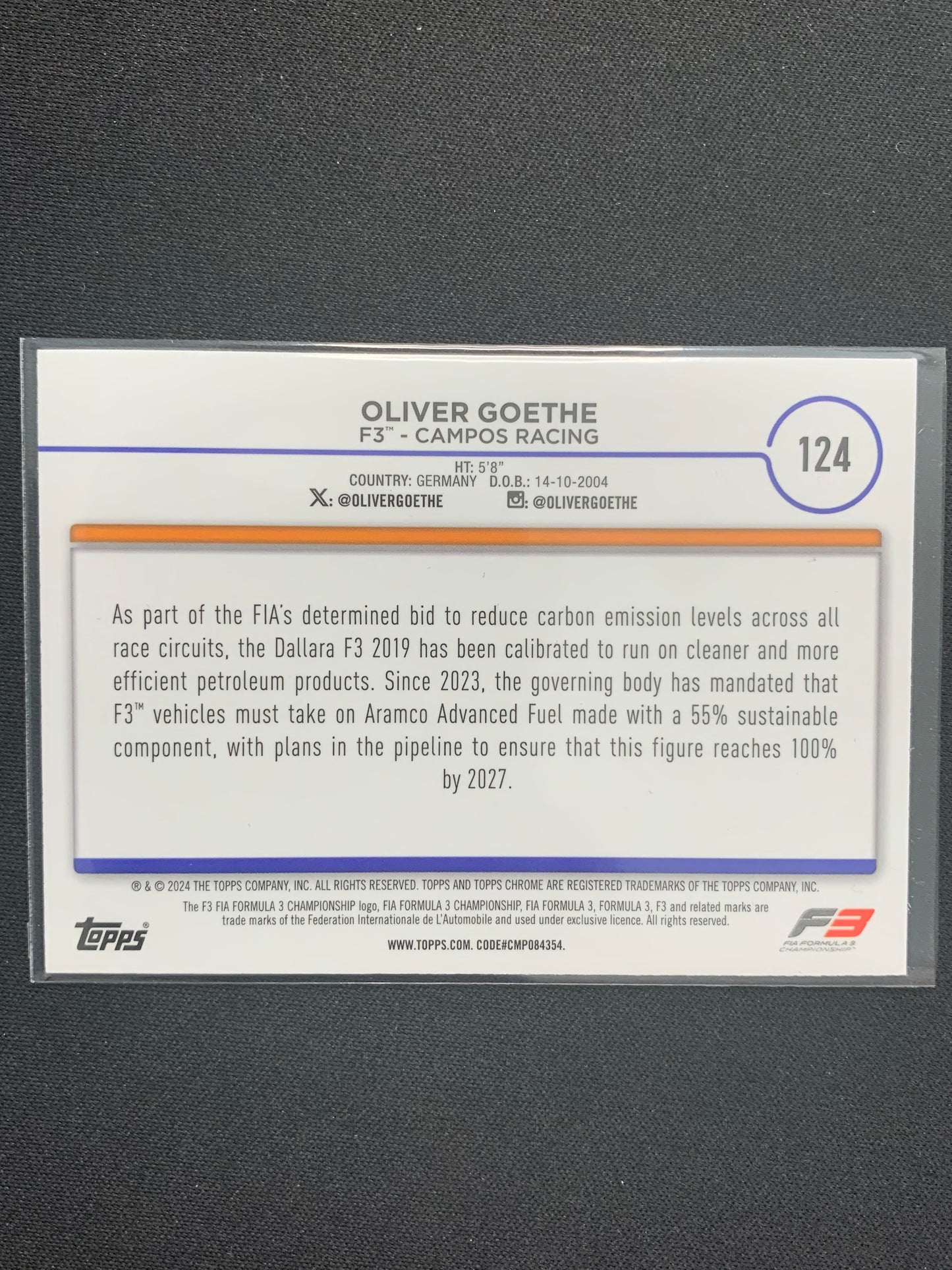 2024 Topps Chrome Formula 1 #124 Oliver Goethe