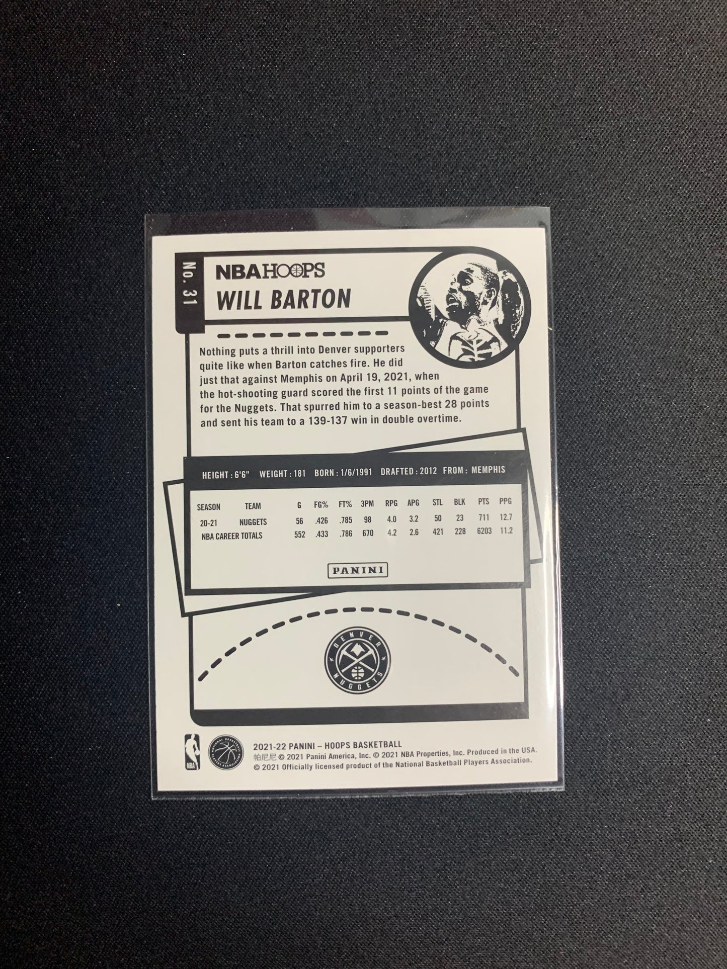 2021-22 Panini Hoops #31 Will Barton