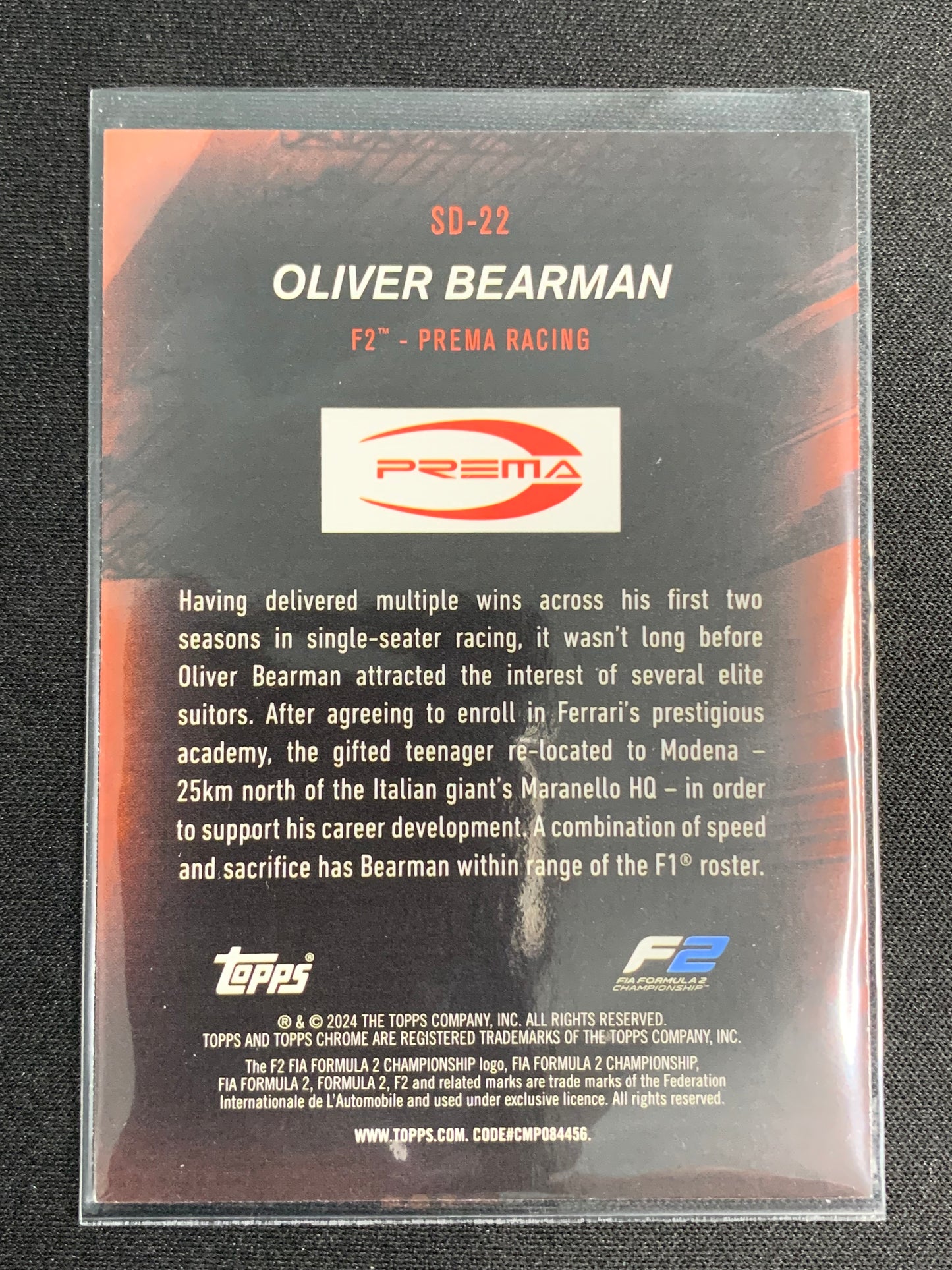 2024 Topps Chrome Formula 1 Speed Demons #SD-22 Oliver Bearman