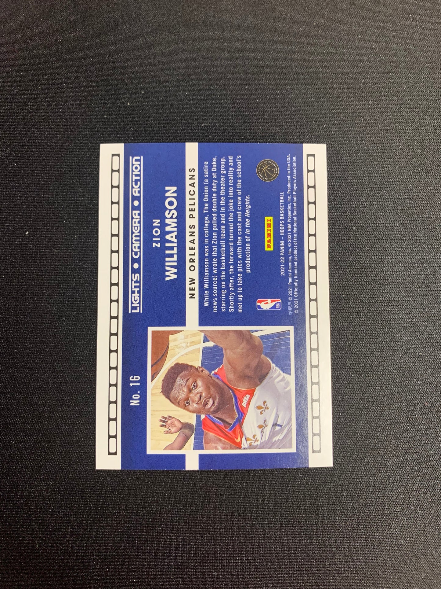 2021-22 Panini Hoops Light Camera Action #16 Zion Williamson