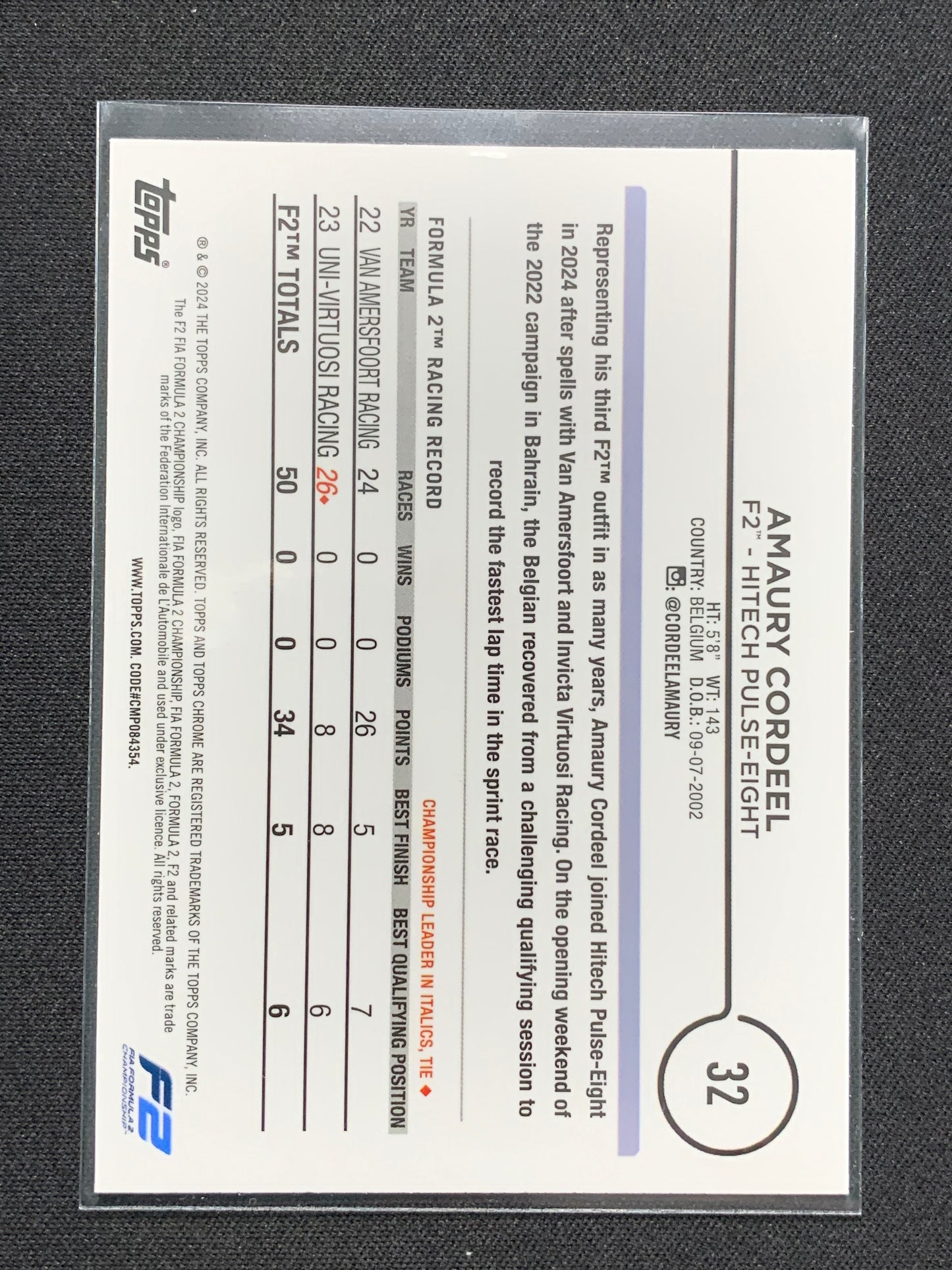 2024 Topps Chrome Formula 1 #32 Amaury Cordeel