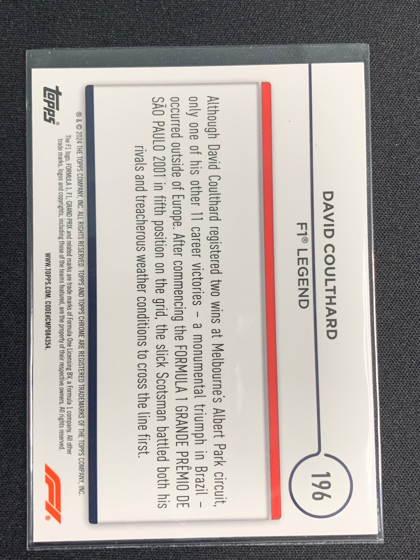 2024 Topps Chrome Formula 1 #196 David Coulthard