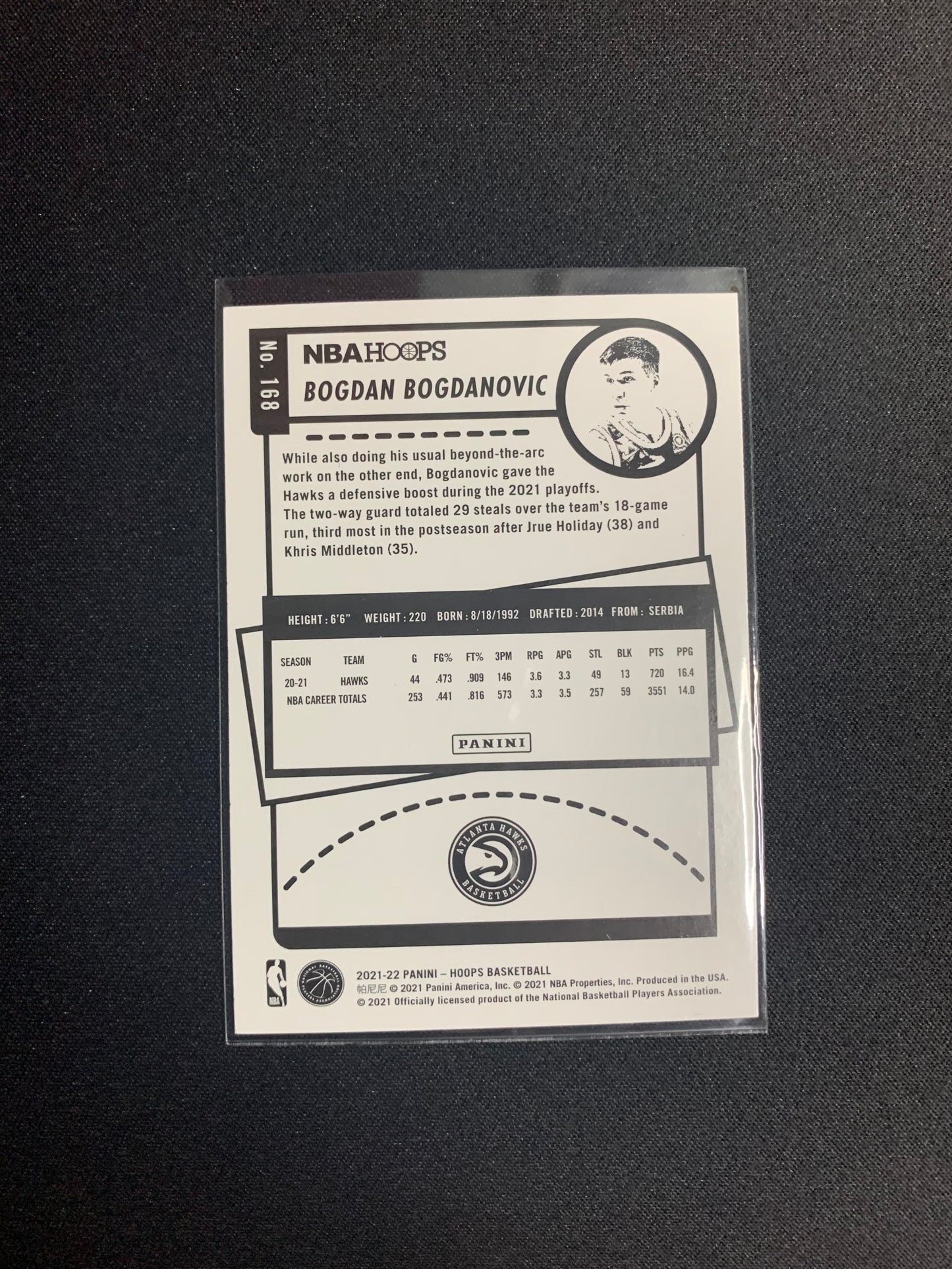 2021-22 Panini Hoops #168 Bogdan Bogdanovic