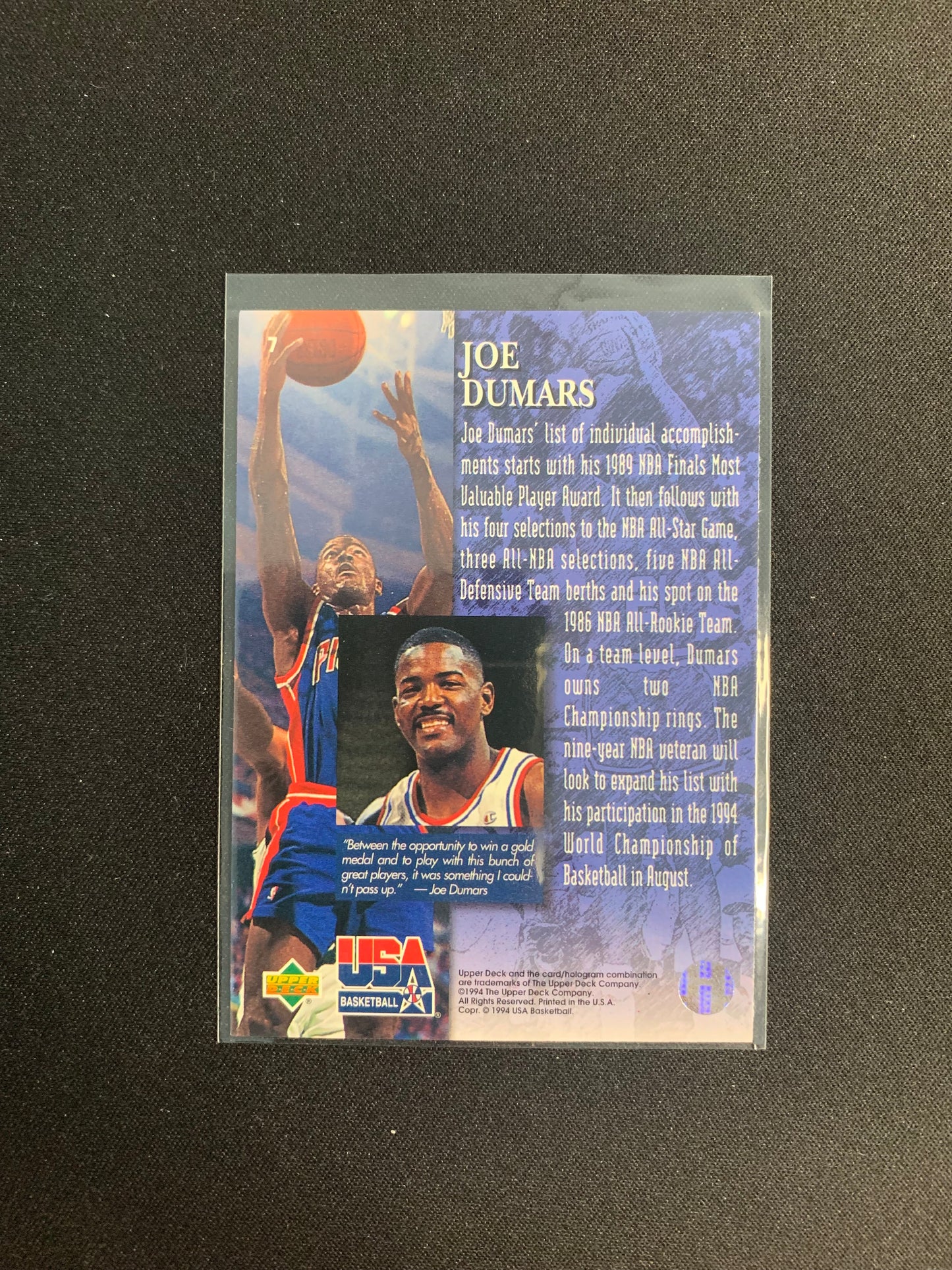 1994-95 Upper Deck USA Basketball #7 Joe Dumars