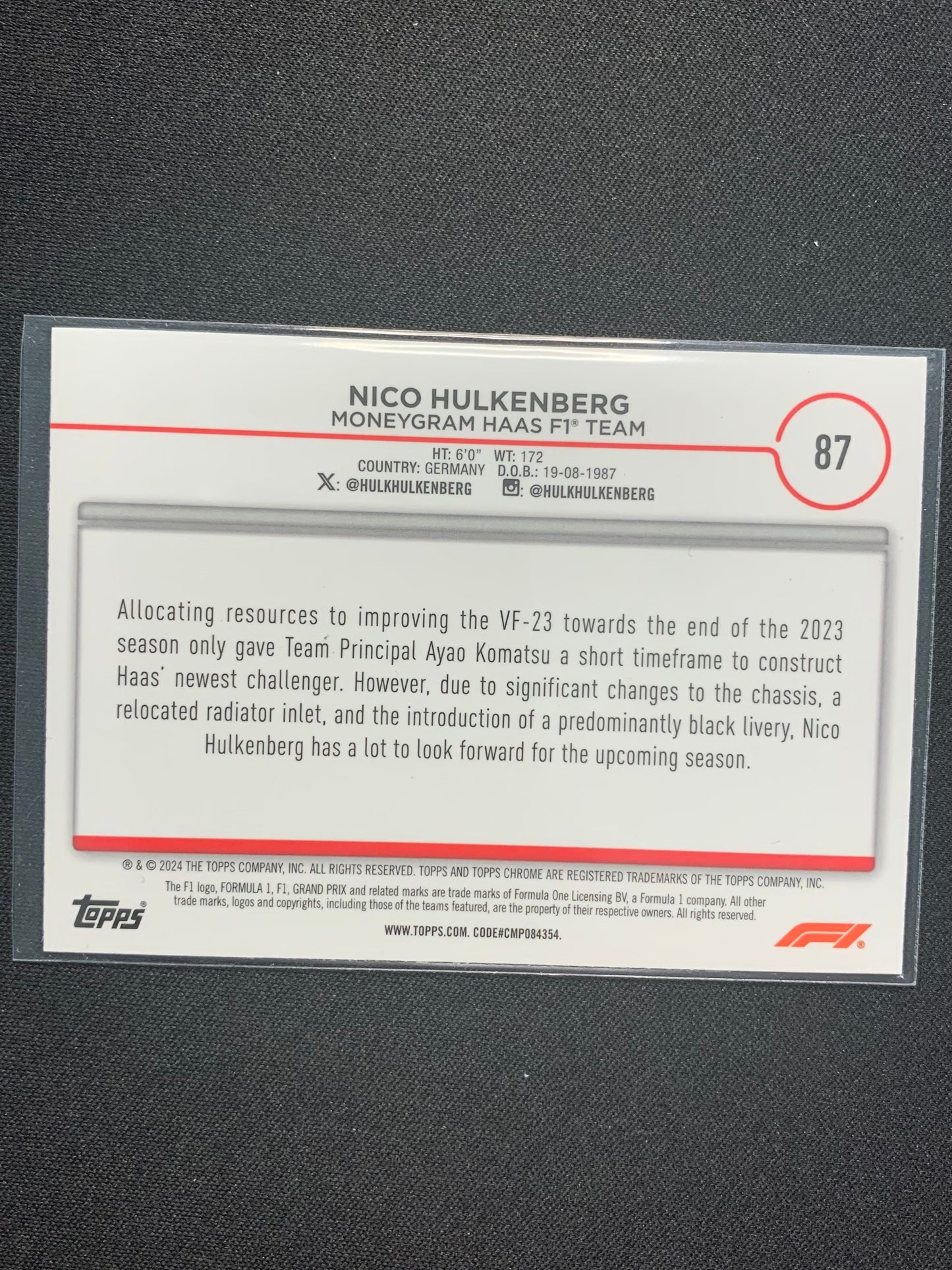 2024 Topps Chrome Formula 1 #87 Nico Hulkenberg