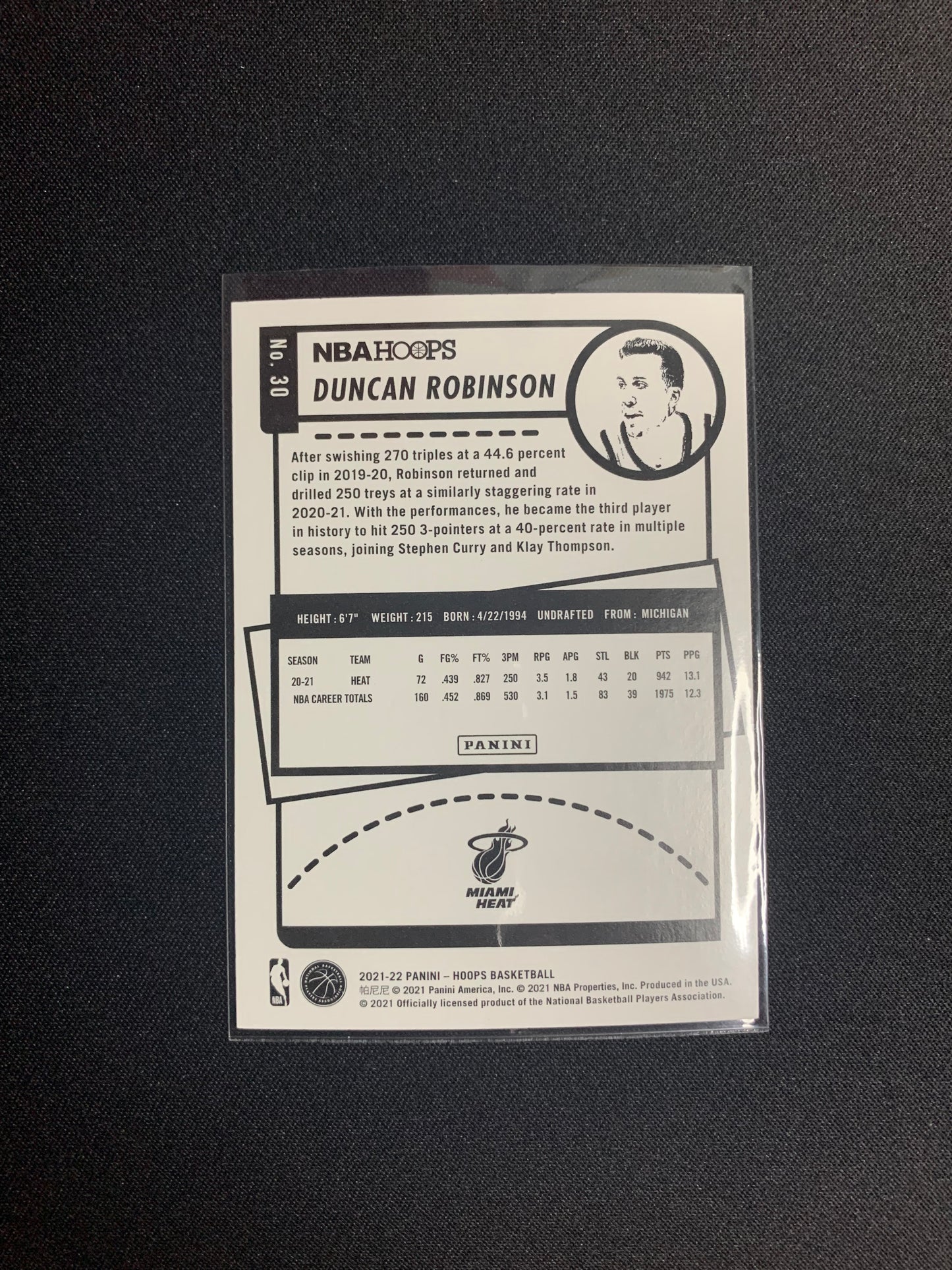 2021-22 Panini Hoops #30 Duncan Robinson