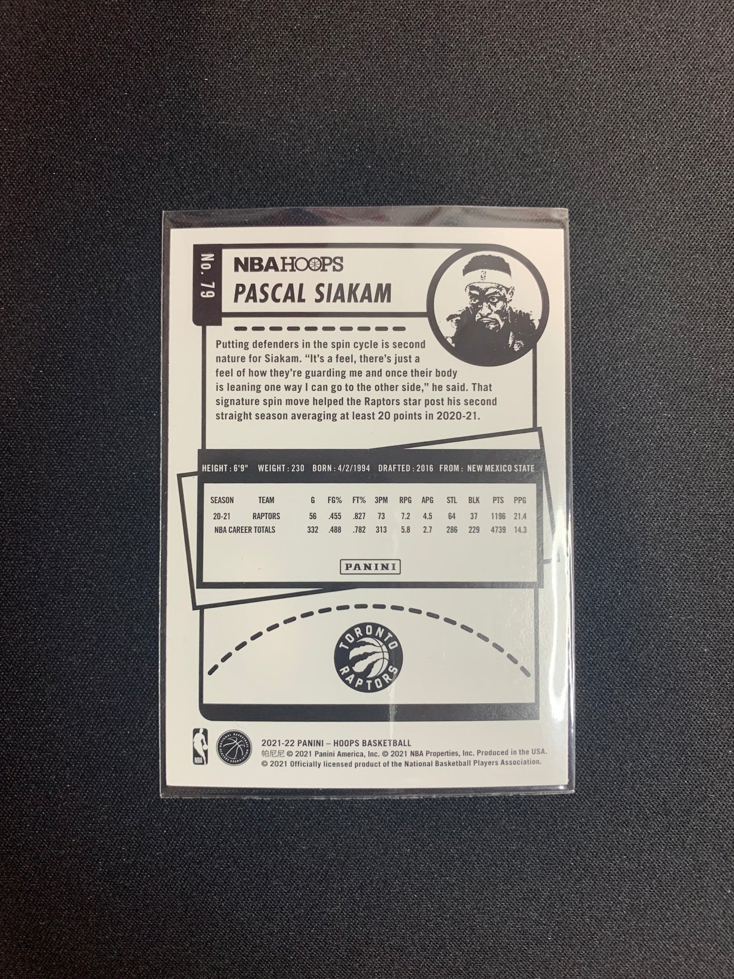 2021-22 Panini Hoops #79 Pascal Siakam