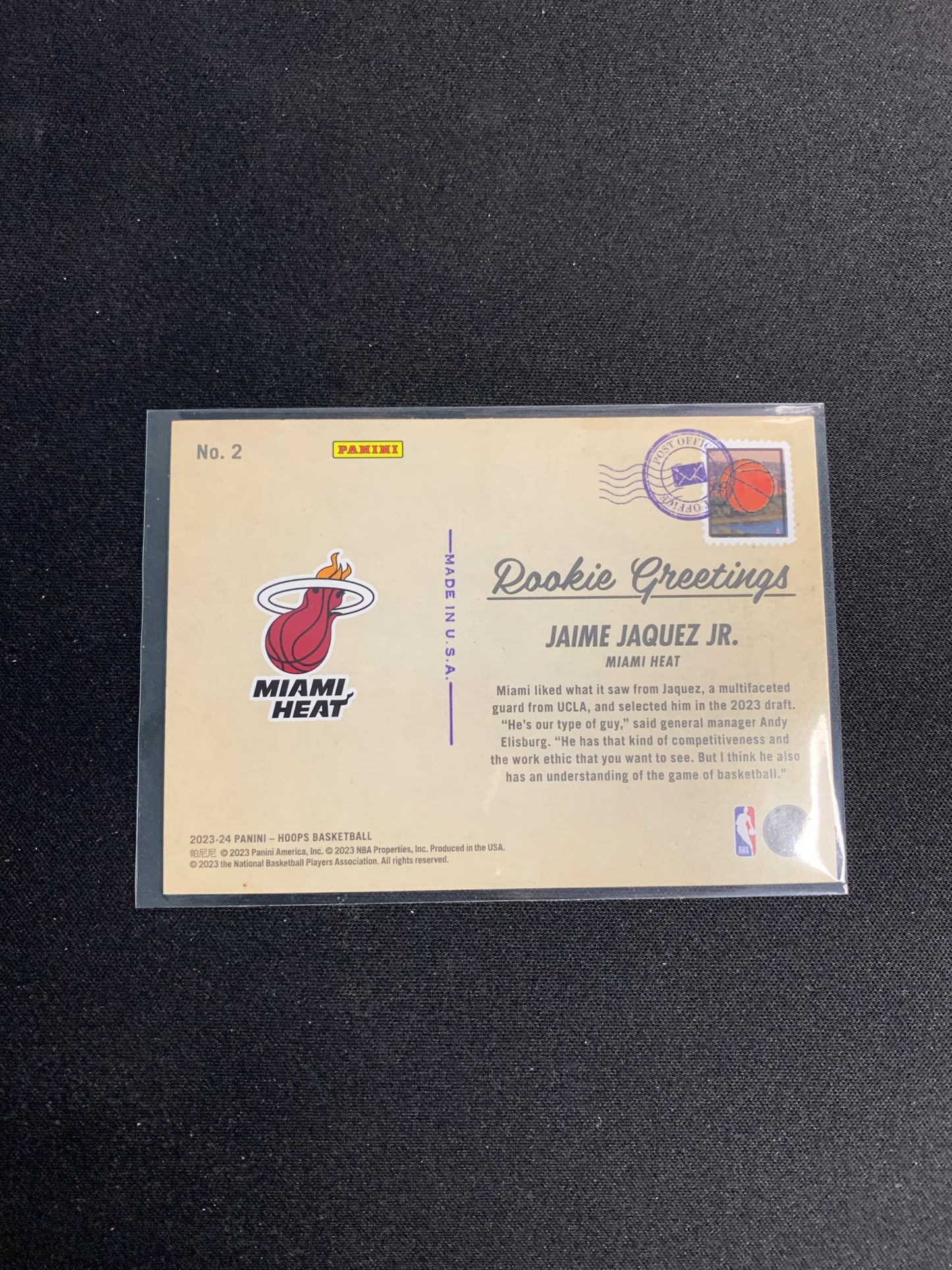 2023-24 Hoops Rookie Greetings #2 Jaime Jaquez Jr.