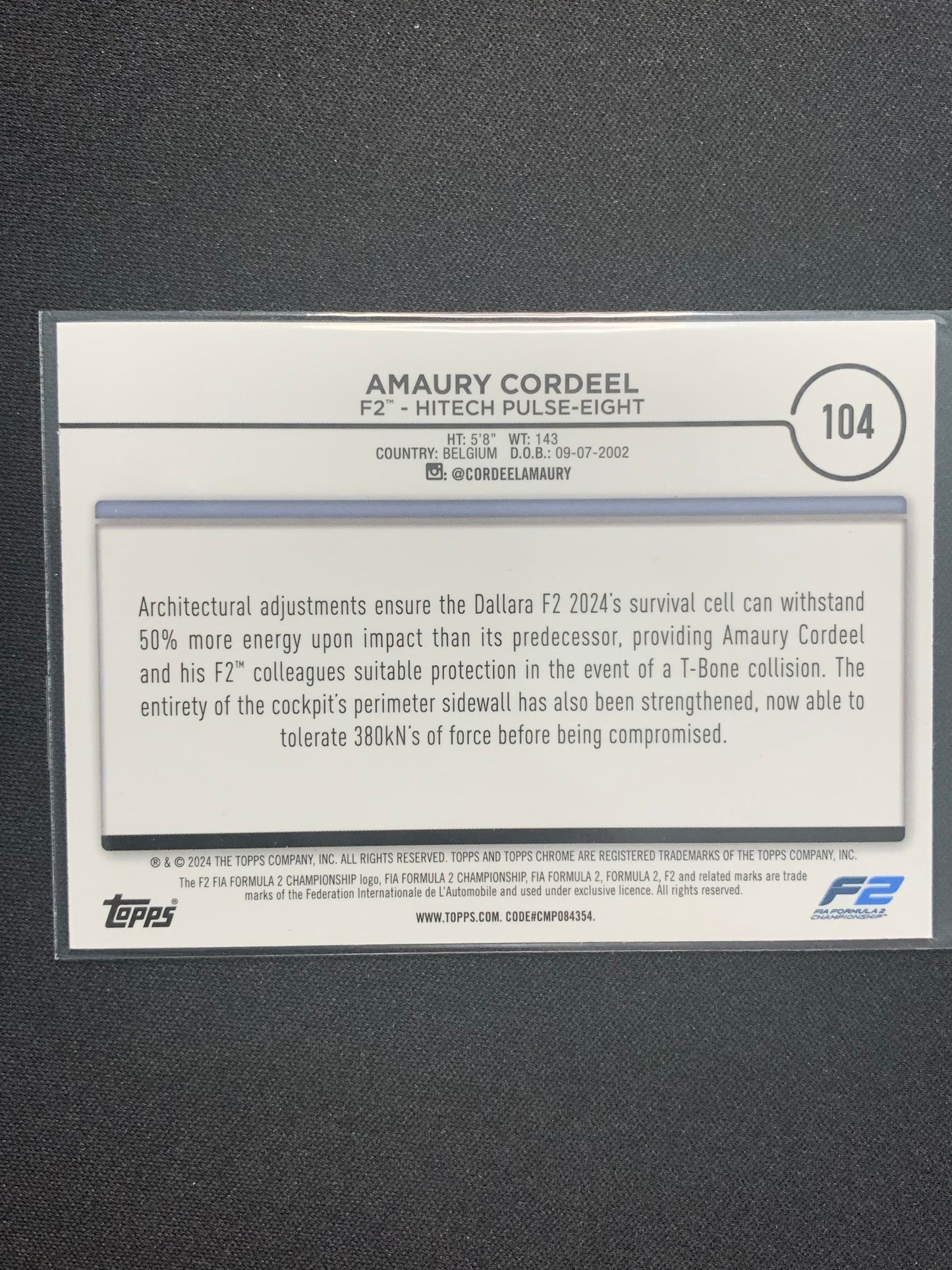 2024 Topps Chrome Formula 1 #104 Amaury Cordeel
