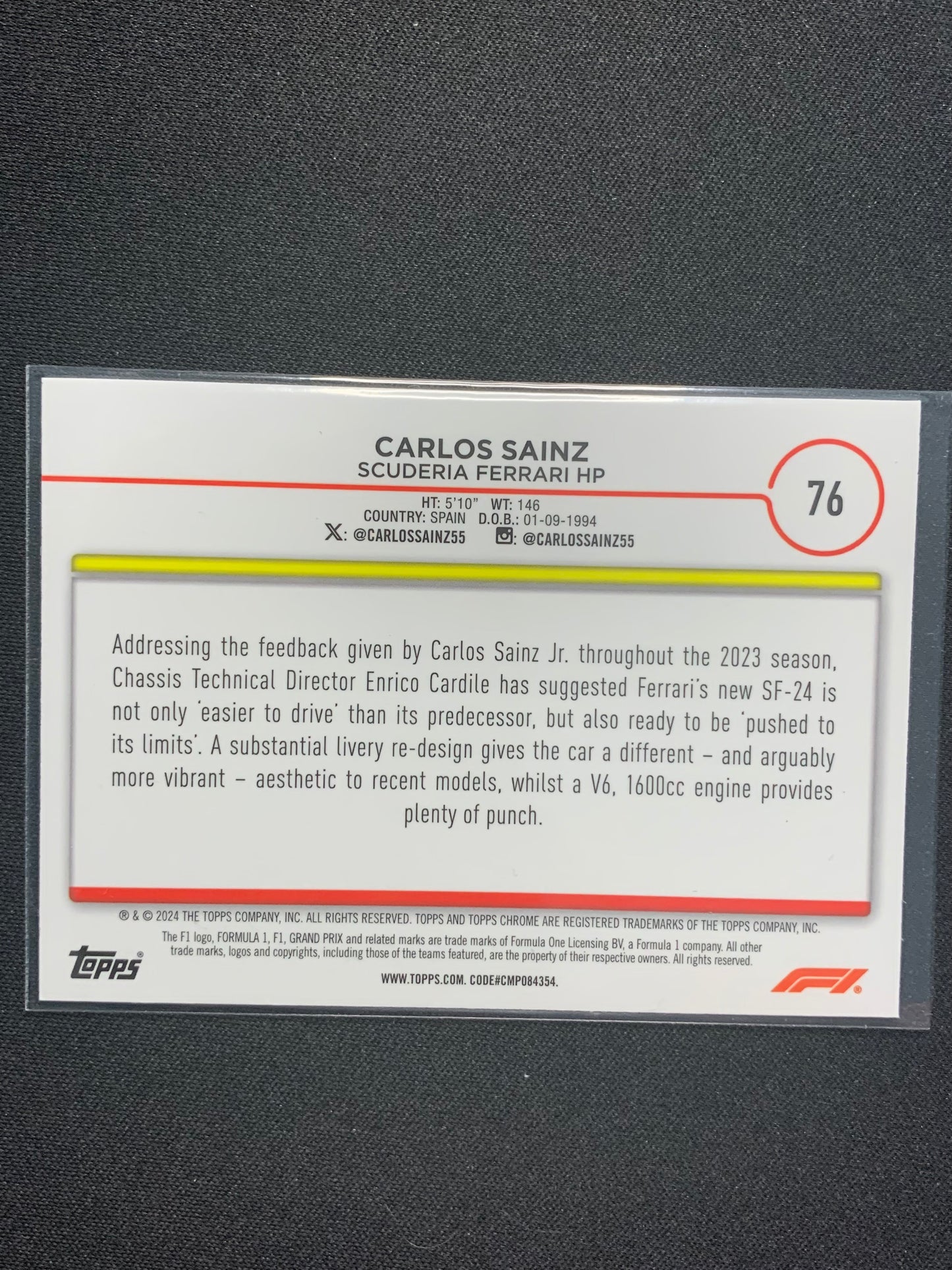 2024 Topps Chrome Formula 1 #76 Carlos Sainz