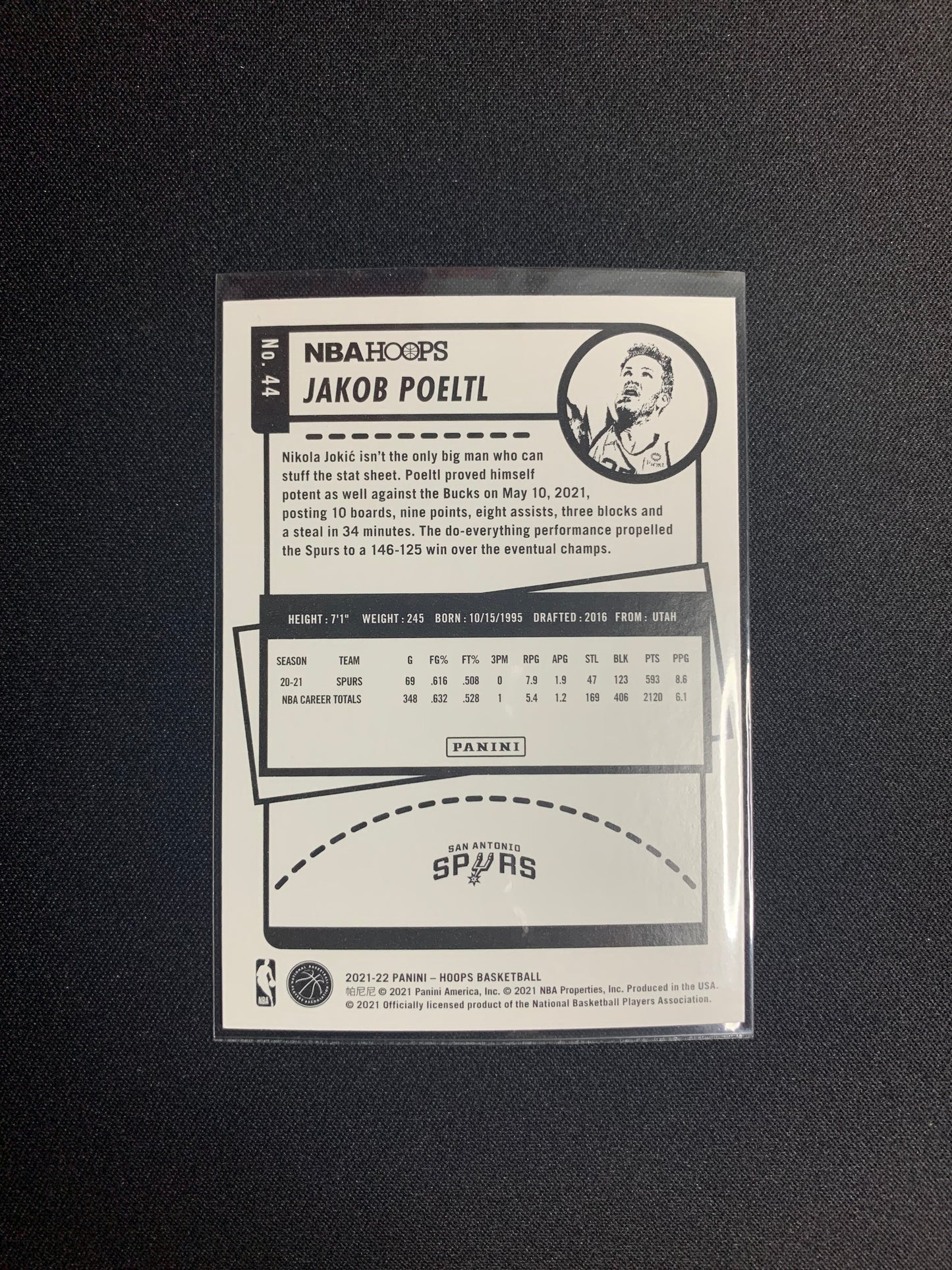 2021-22 Panini Hoops #44 Jakob Poeltl