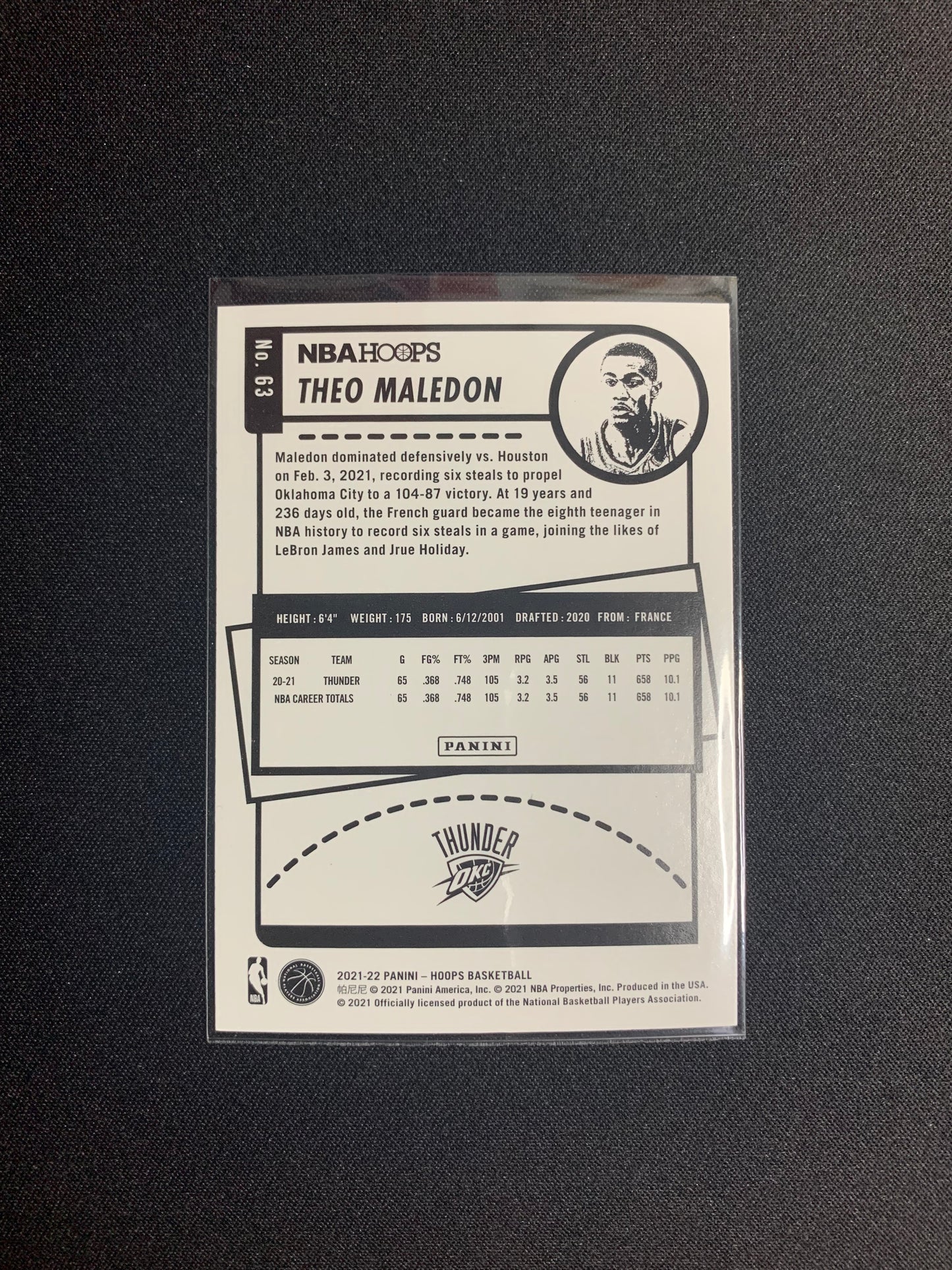 2021-22 Panini Hoops #63 Theo Maledon