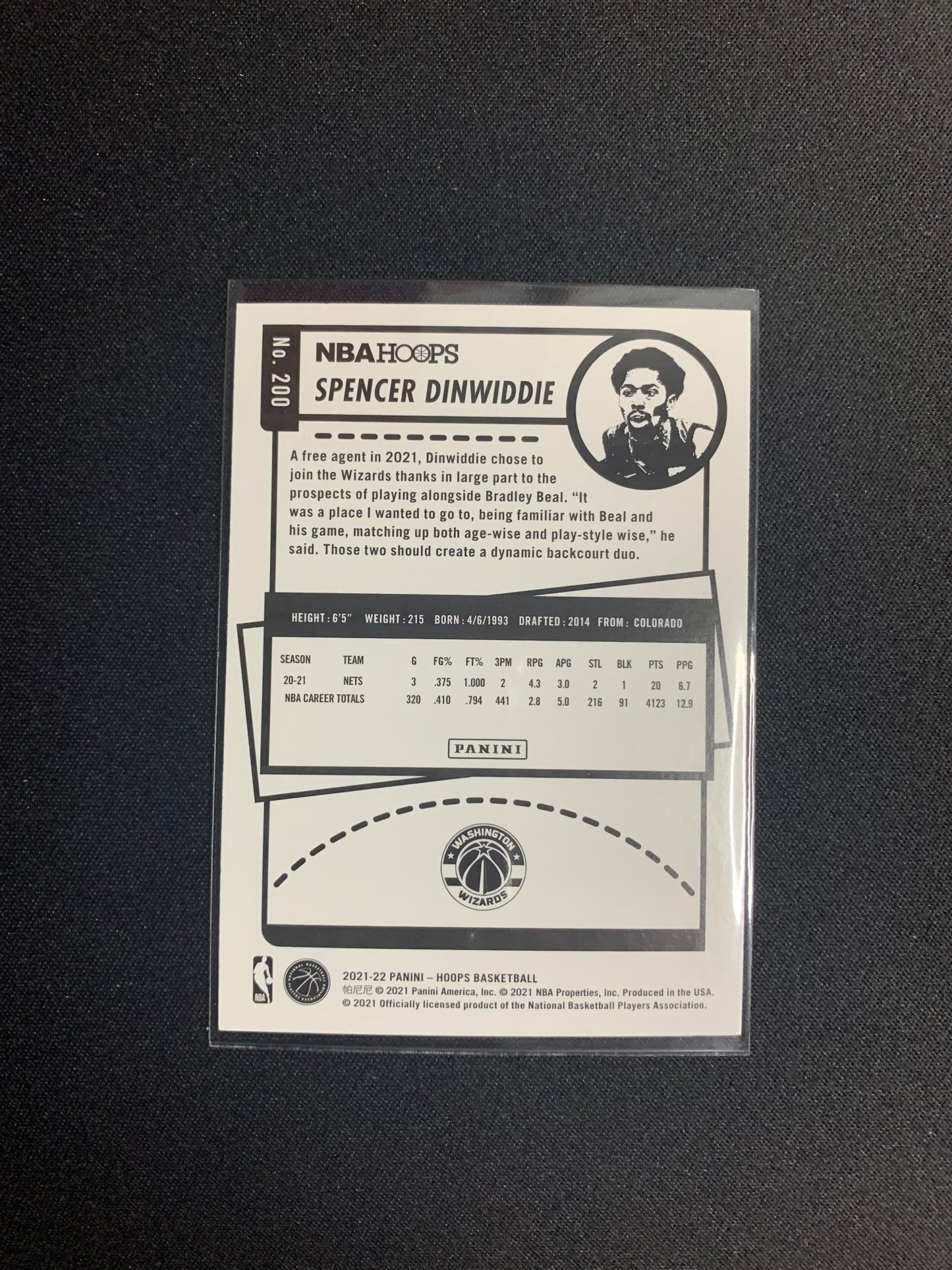 2021-22 Panini Hoops #200 Spencer Dinwiddie