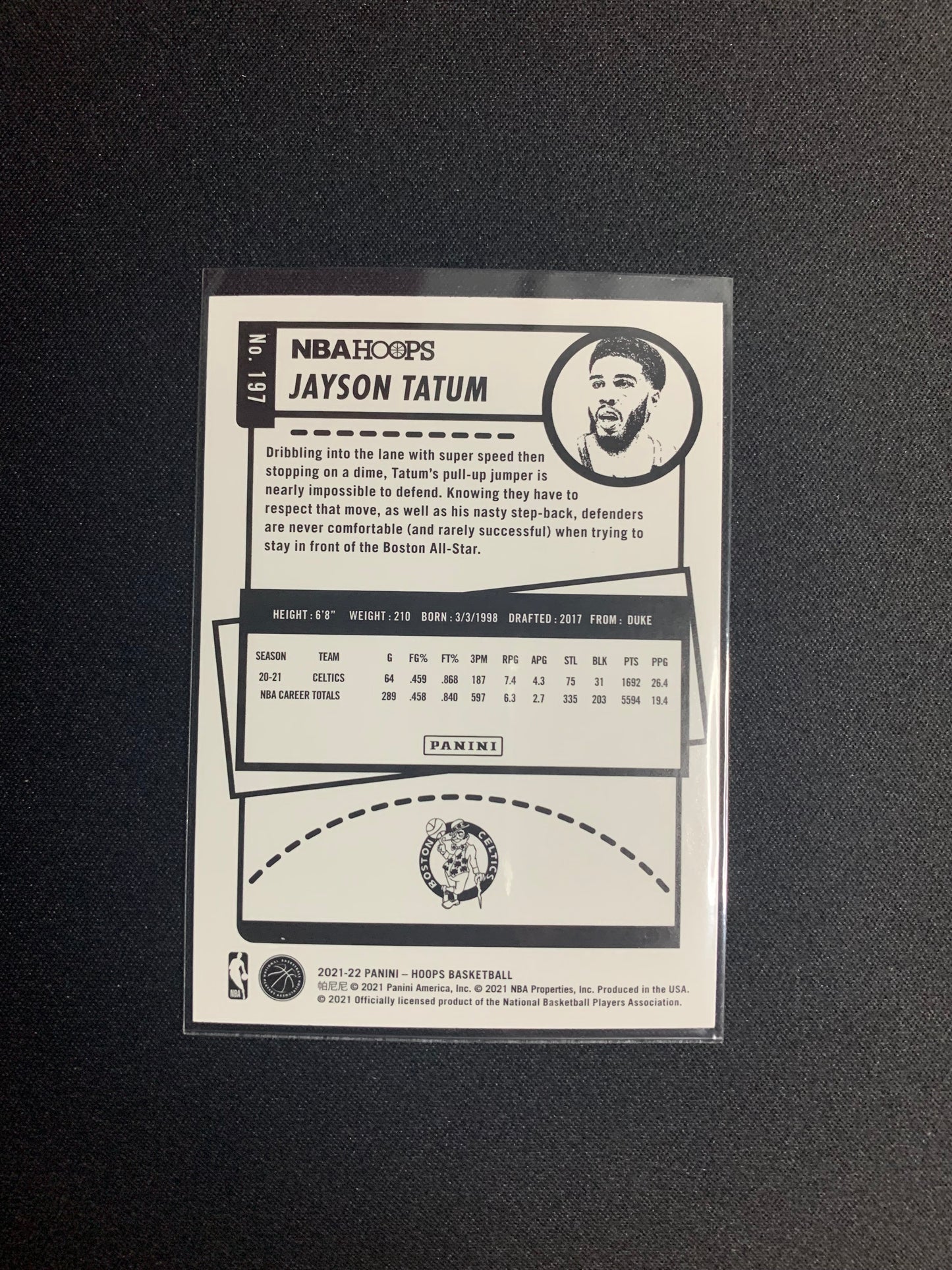 2021-22 Panini Hoops #197 Jayson Tatum
