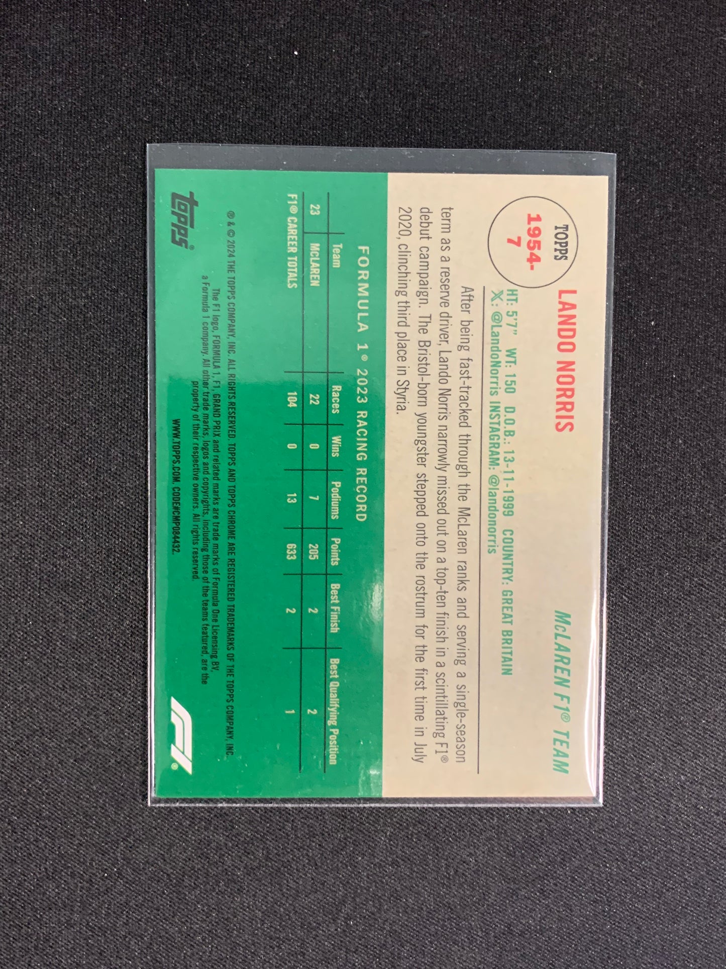 2024 Topps Chrome Formula 1 #1954-7 Lando Norris
