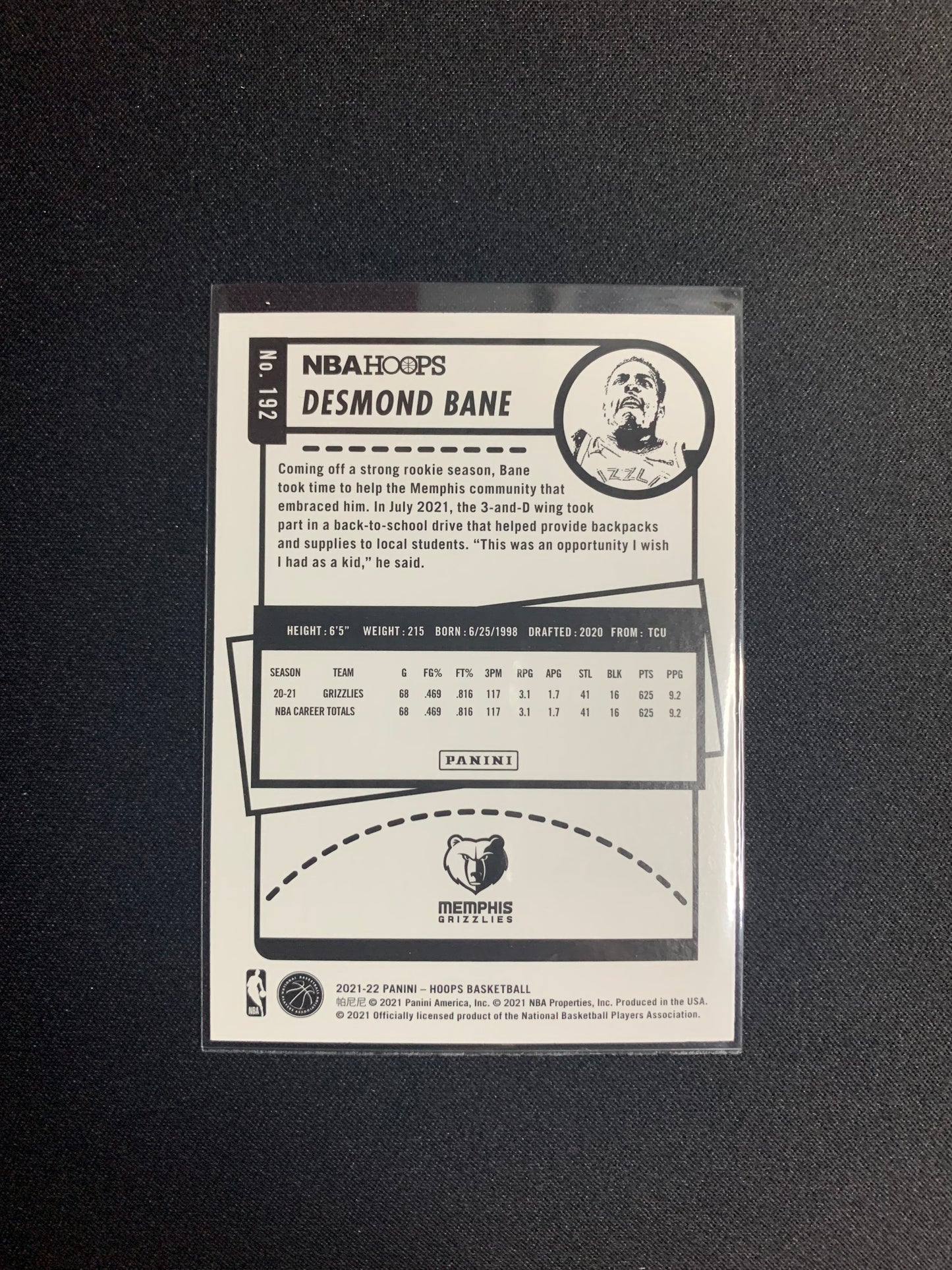 2021-22 Panini Hoops #192 Desmond Bane