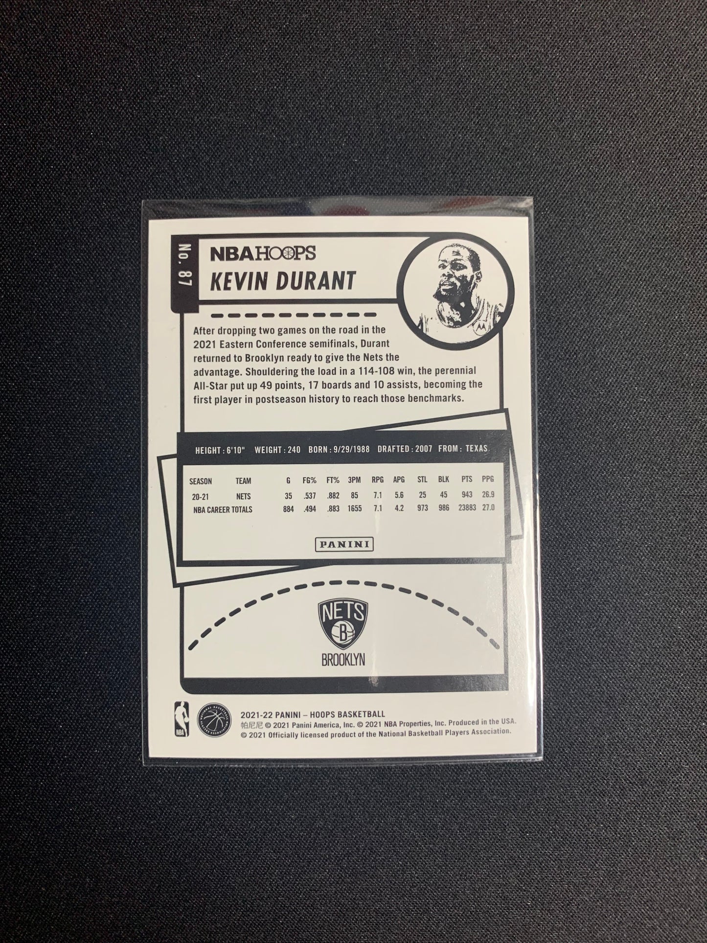 2021-22 Panini Hoops #87 Kevin Durant