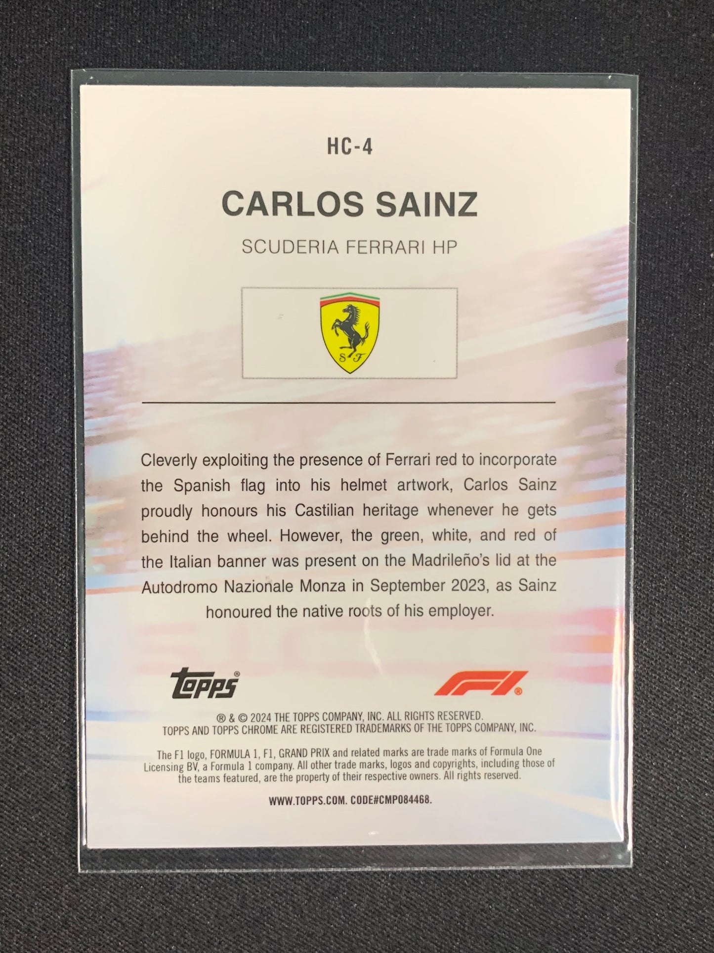 2024 Topps Chrome Formula 1 Helmet Collection #HC-4 Carlos Sainz