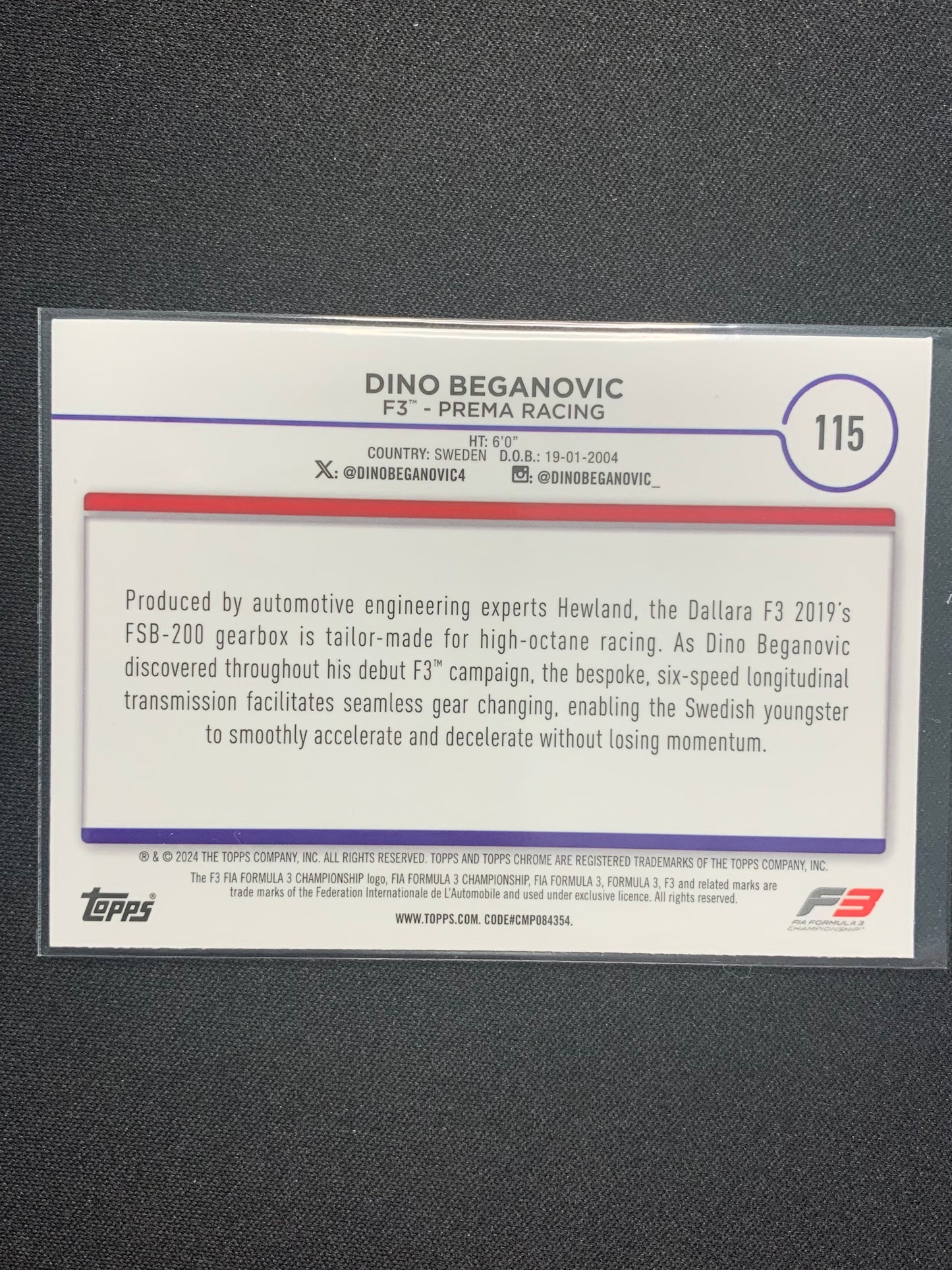 2024 Topps Chrome Formula 1 #115 Dino Beganovic