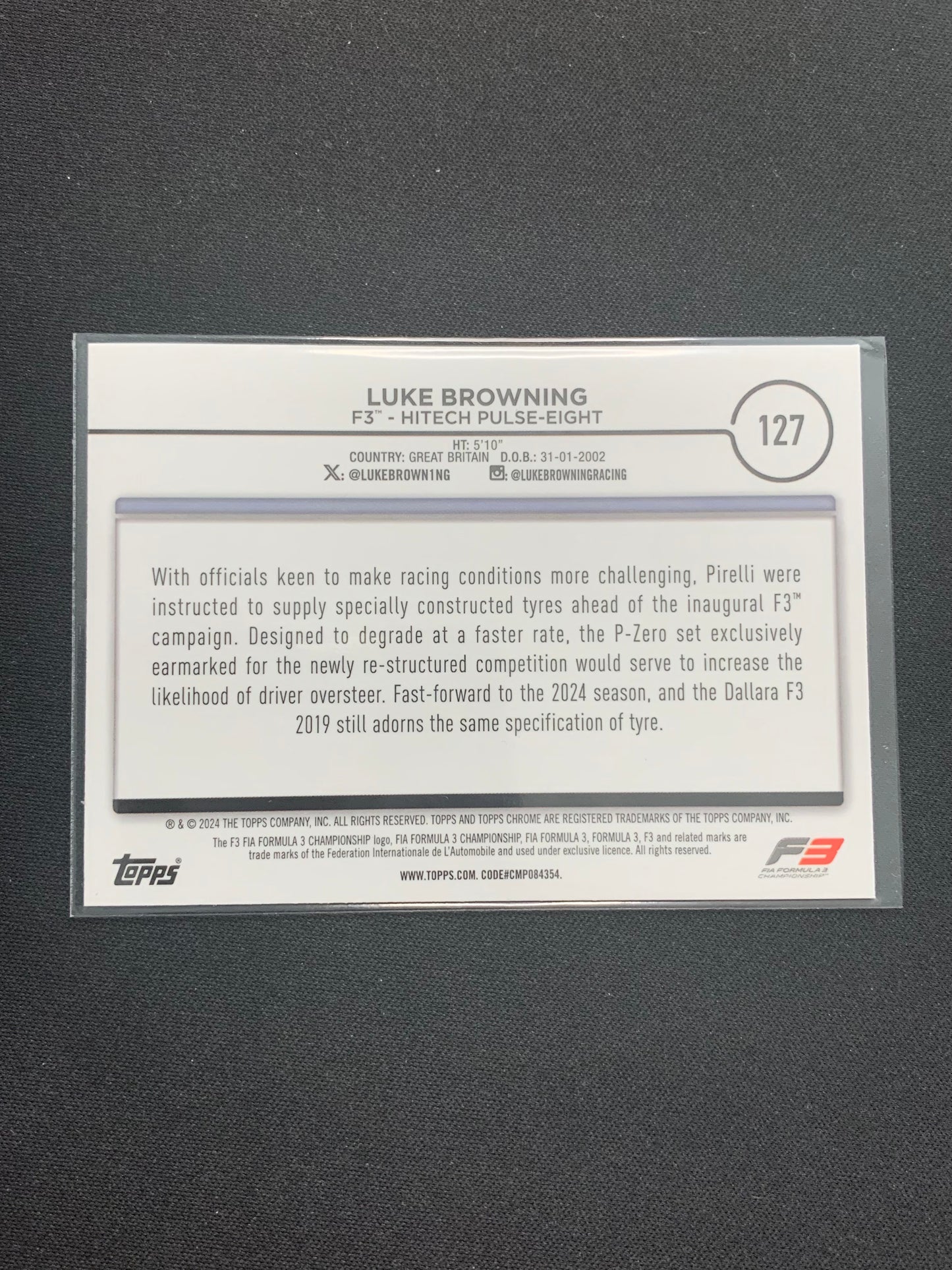 2024 Topps Chrome Formula 1 #127 Luke Browning