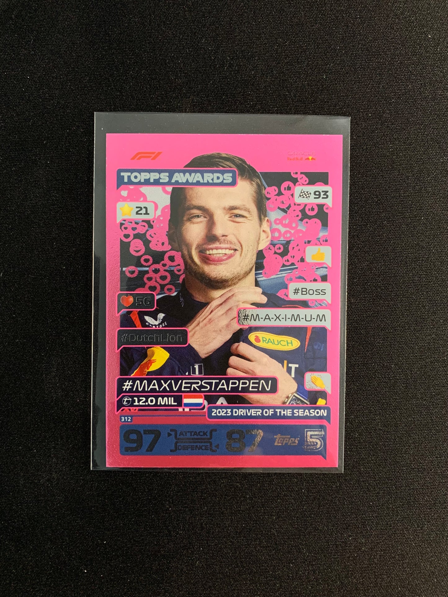 2024 Topps F1 Turbo Attax #312 [Pink] Driver of the Season Max Verstappen