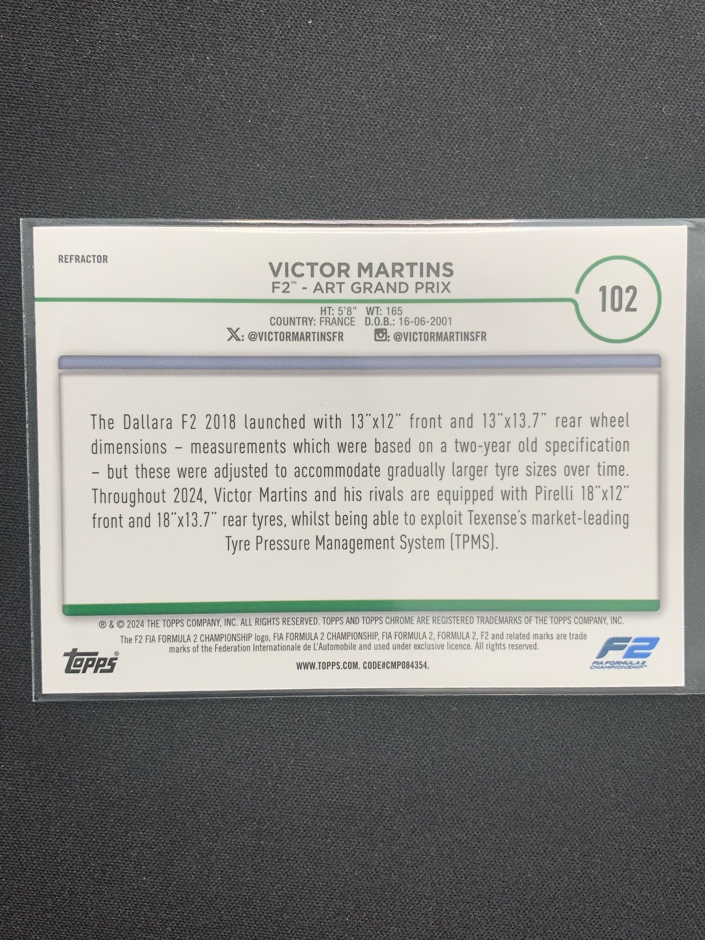 2024 Topps Chrome Formula 1 #102 [Refractor] Victor Martins