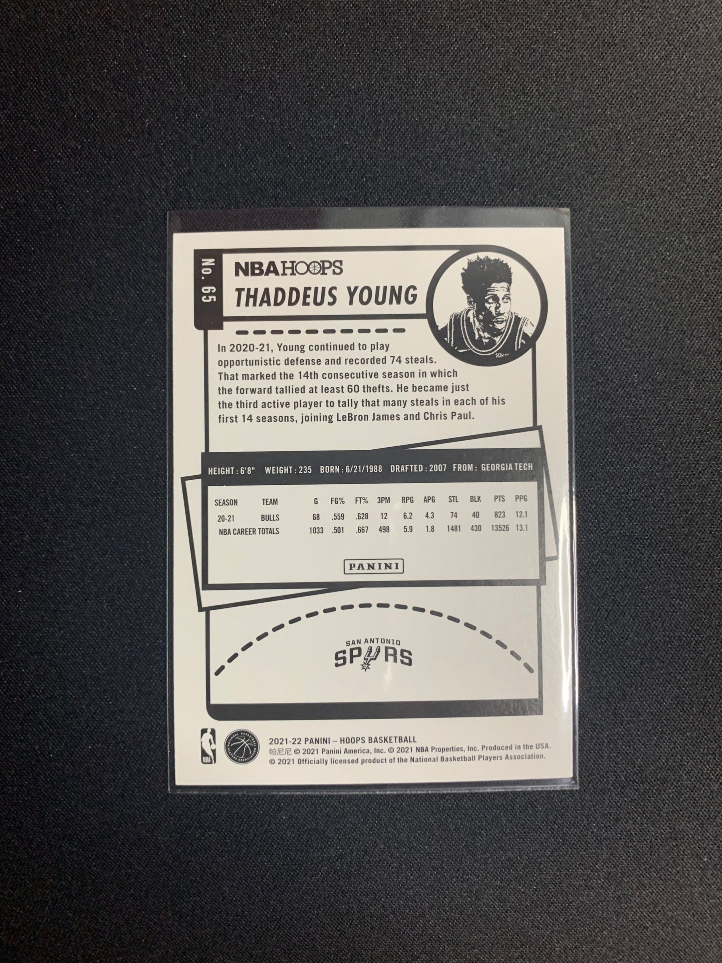 2021-22 Panini Hoops #65 Thaddeus Young
