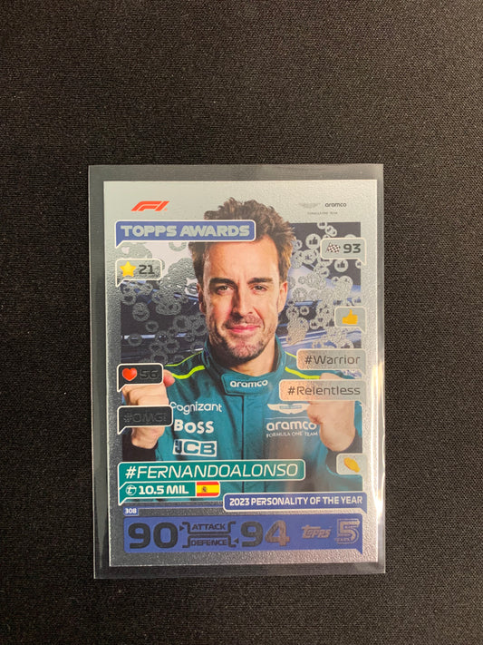 2024 Topps F1 Turbo Attax #308 Personality of the Year Fernando Alonso