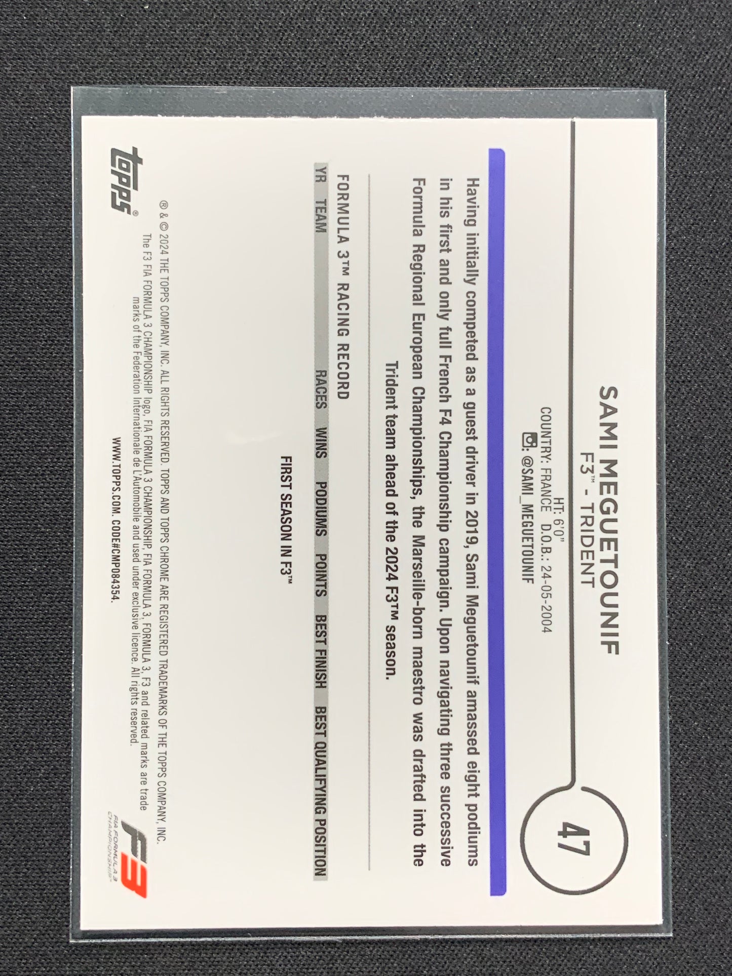 2024 Topps Chrome Formula 1 #47 [Sepia Refractor] Sami Meguetounif