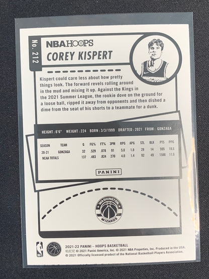 2021-22 Hoops #212 Corey Kispert [Rookie]
