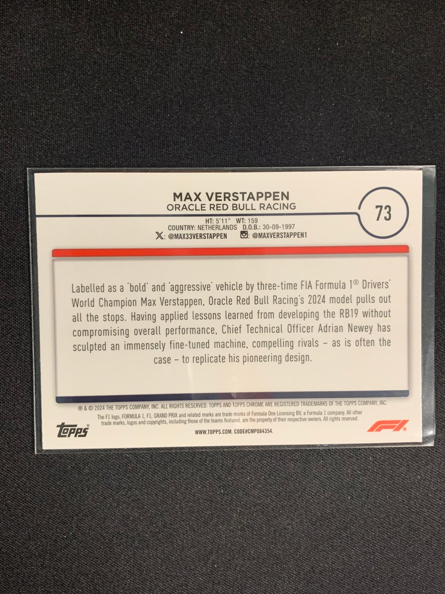 2024 Topps Chrome Formula 1 #73 [Sepia Refractor] Max Verstappen
