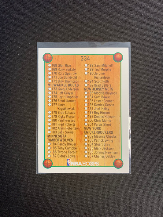 1990-91 Hoops #334 Checklist (168-250)