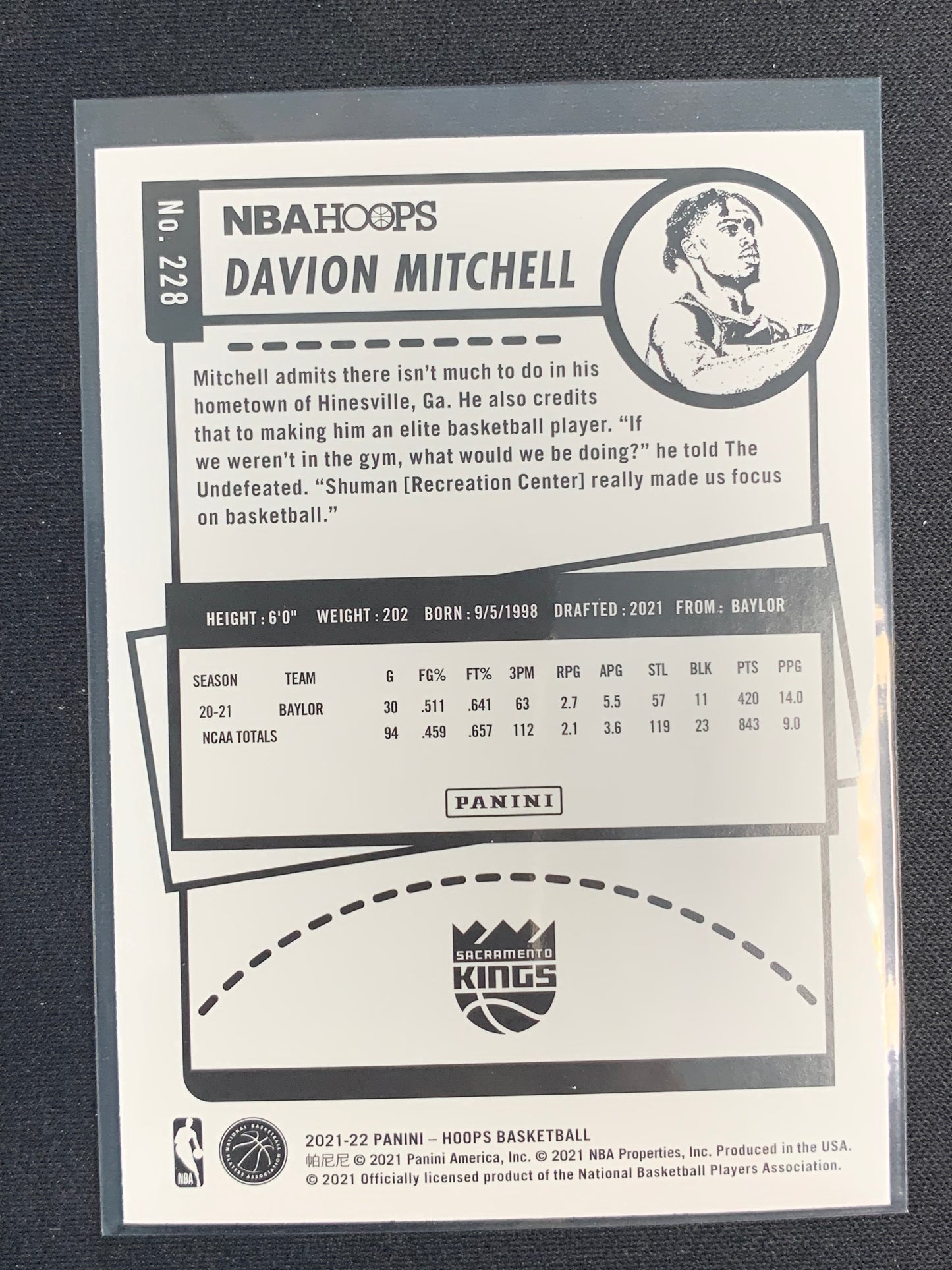 2021-22 Hoops #228 Davion Mitchell [Rookie]