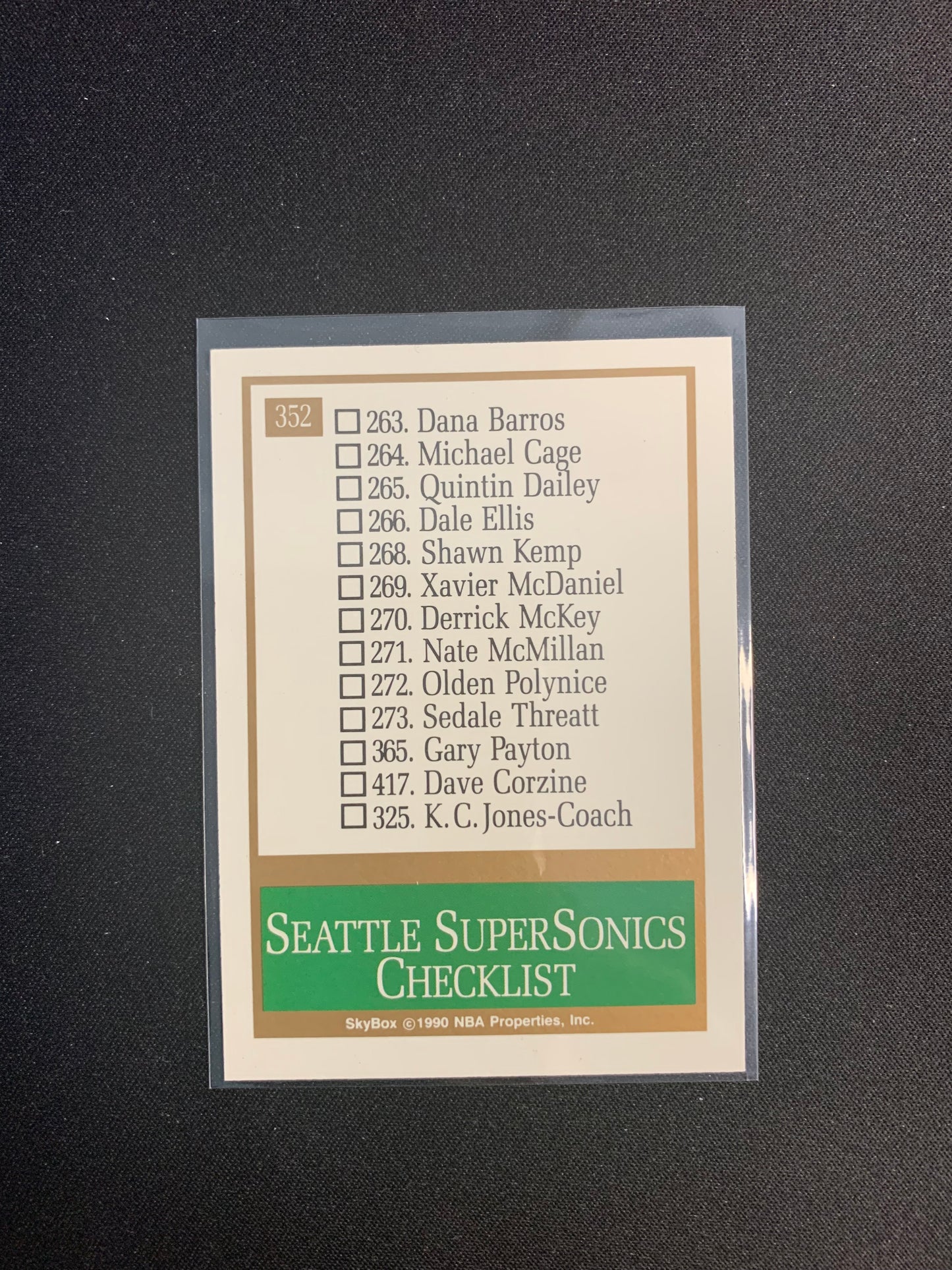 1990-91 Skybox #352 Seattle SuperSonics Team Checklist