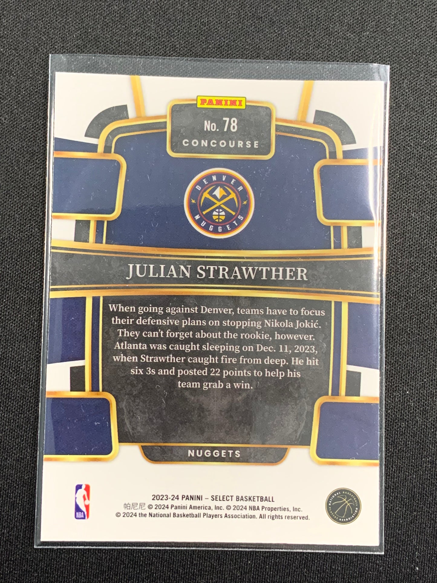 2023-24 Select #78 [Blue] Julian Strawther [Rookie]